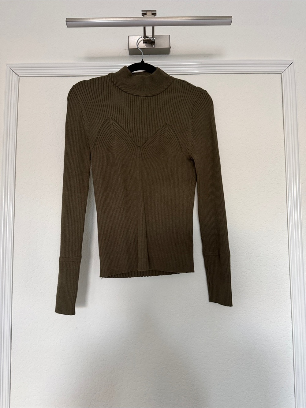 Skies Are Blue Olive Ribbed Mock Neck Sweater